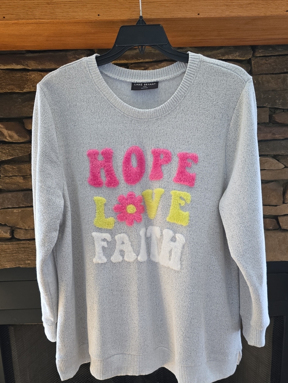 Lane Bryant Light Gray "Hope Love Faith" Crewneck Sweatshirt